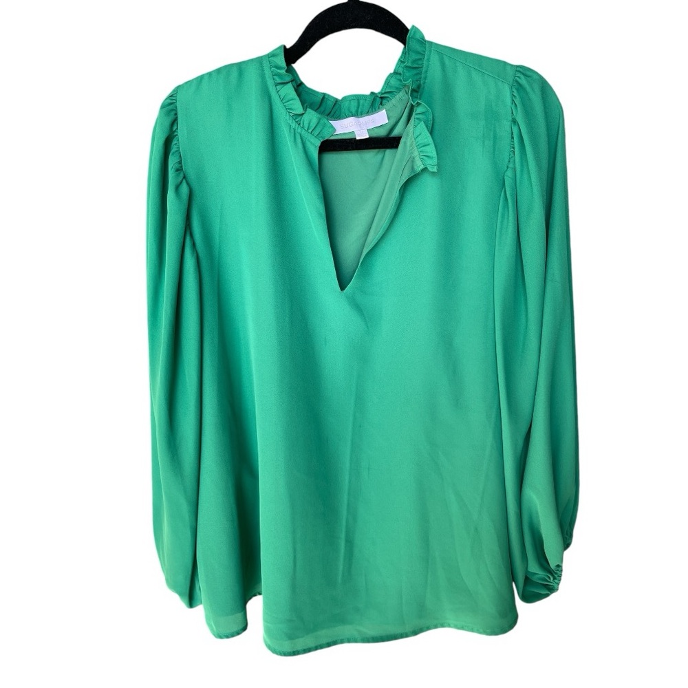 Sugarlips Green Longs Sleeve Blouse with lining under size 1X (1 minor defect)